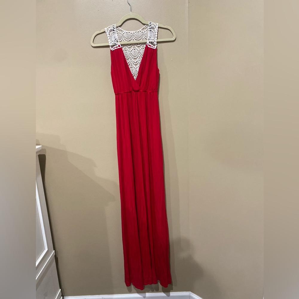 Felicity & Coco Small Womens Pink Crochet Back Maxi Dress